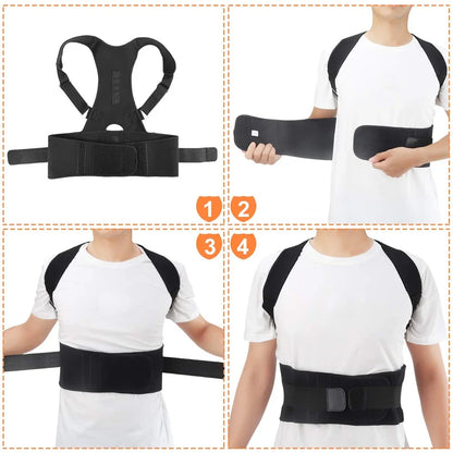 Magnetic Therapy Posture Support Back Brace -Adjustable Posture Corrector Brace Shoulder Back Support Belt- Relieves Neck, Back